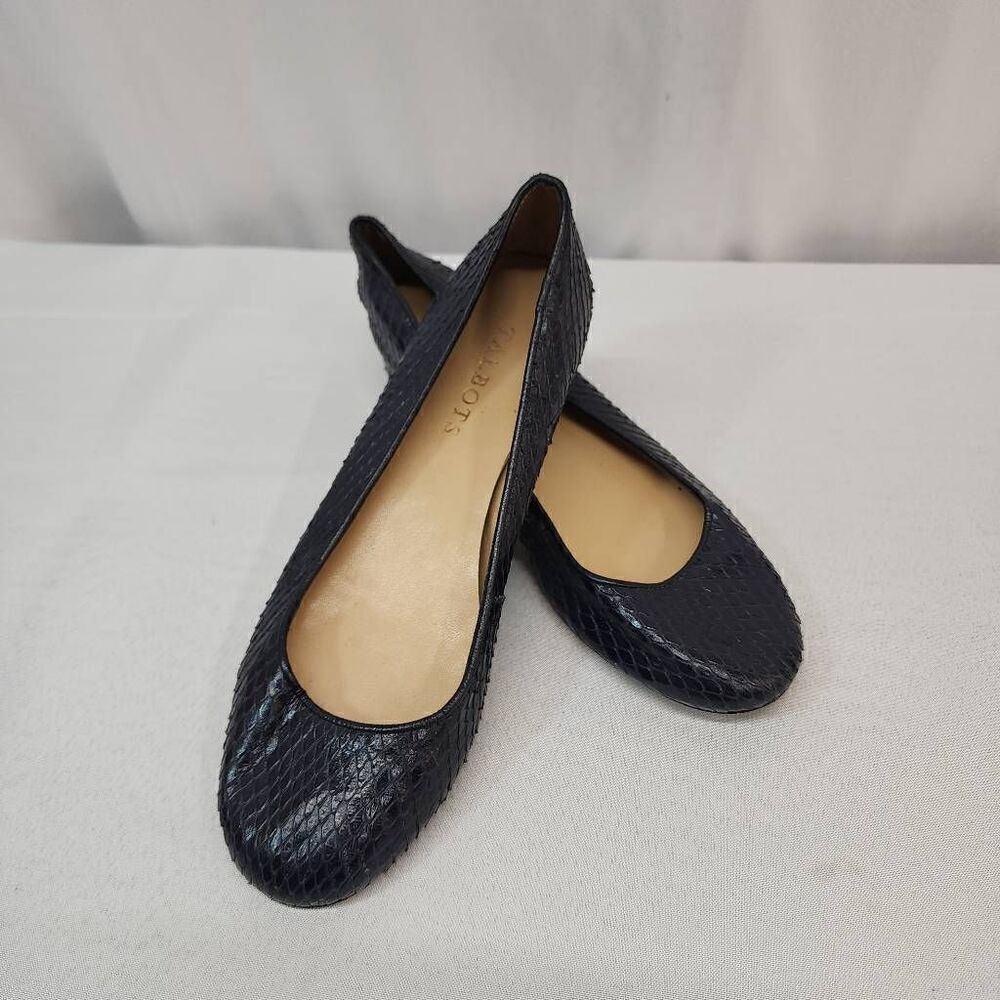 Talbots Size 6.5 Women's Blue Leather Snake Ballet Round Toe Flats GG